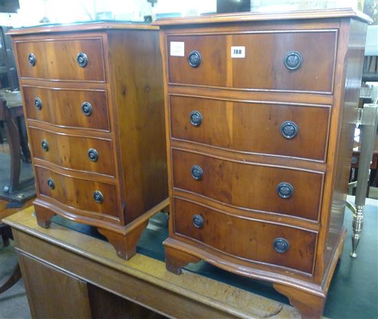 Pair yew bedside chests